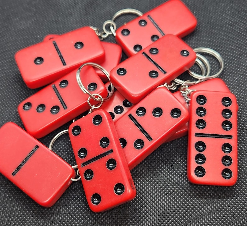 Upcycled Red Domino Keychain Game Piece Accessory - Etsy