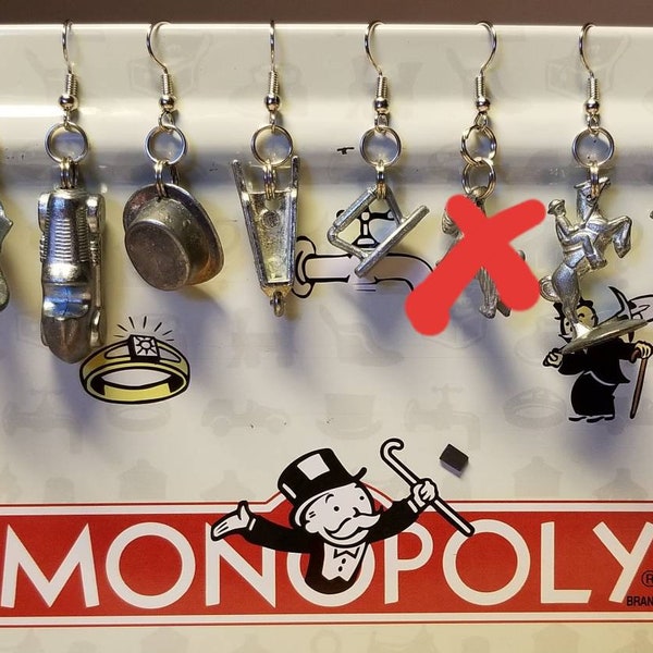 Monopoly Game Piece Upcycled Earrings Huge Variety Mix and Match Read Item Description