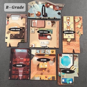 B-Grade Upcycled Modern Clue Gameboard Coaster Set of 7