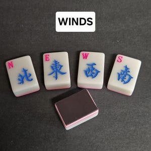 Mahjong-kakel med rosa baksida, kylskåpsmagnet, återvunnen Mah Jong-spelpjäs bild 6