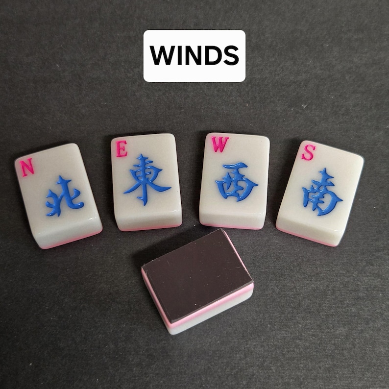 Mahjong-kakel med rosa baksida, kylskåpsmagnet, återvunnen Mah Jong-spelpjäs bild 6