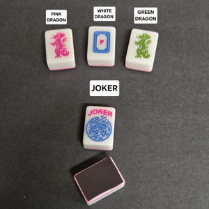 Mahjong-kakel med rosa baksida, kylskåpsmagnet, återvunnen Mah Jong-spelpjäs bild 5