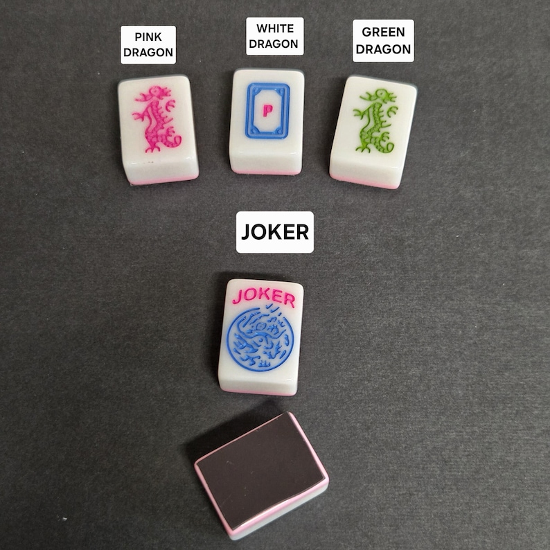 Mahjong-kakel med rosa baksida, kylskåpsmagnet, återvunnen Mah Jong-spelpjäs bild 5