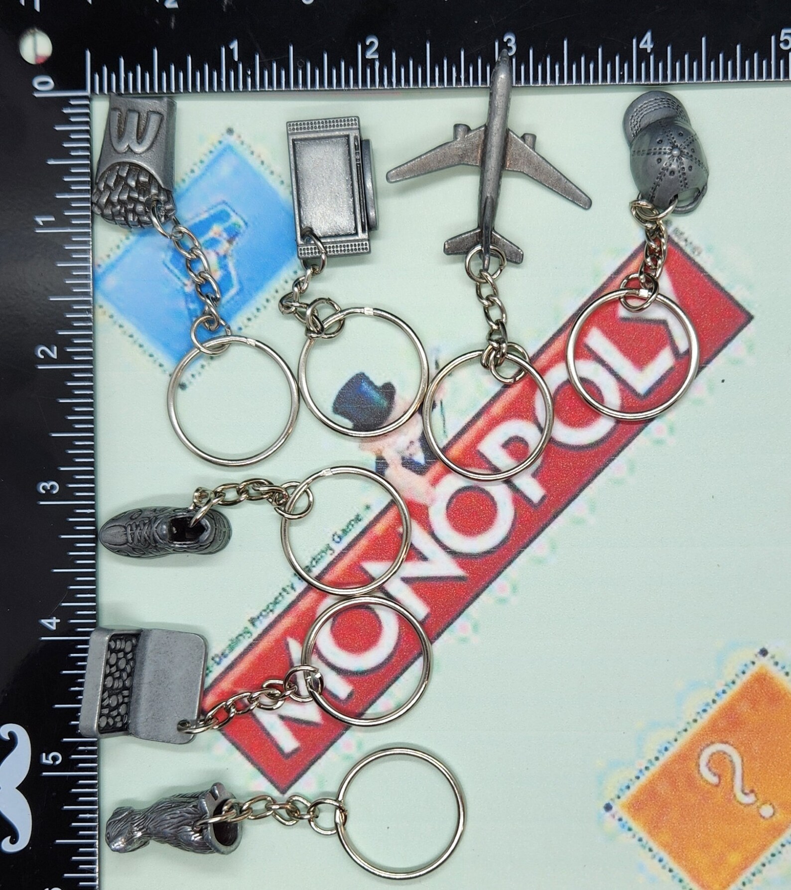 Upcycled Monopoly Here and Now Edition Metal Token Keychains Flat ...