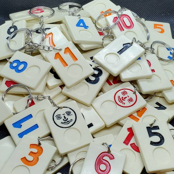 Upcycled Rummikub Tile Keychains