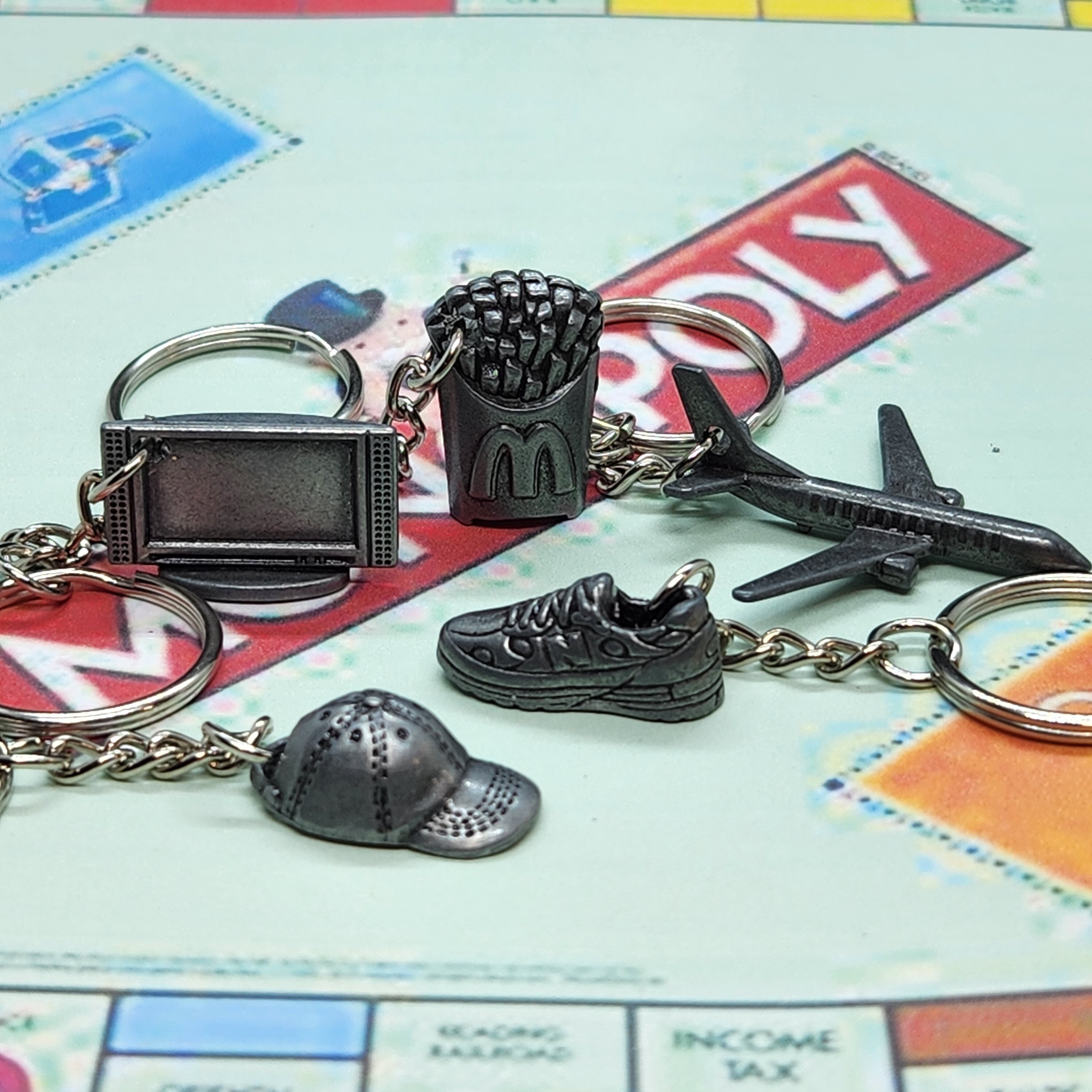 Upcycled Monopoly Here and Now Edition Metal Token Keychains Flat ...
