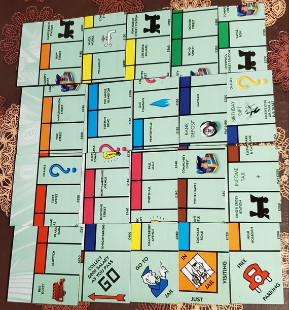 Upcycled Monopoly Mega Edition British Properties Coaster Set of 20 