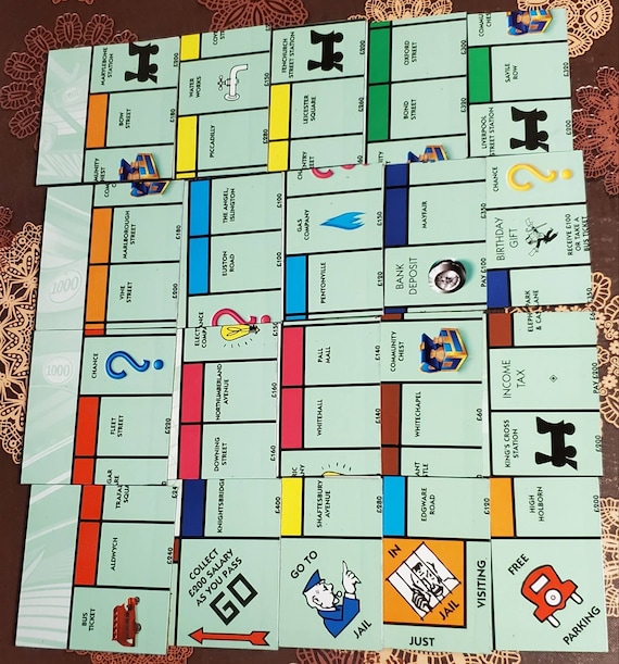 Upcycled Monopoly Mega Edition British Properties Coaster Set of