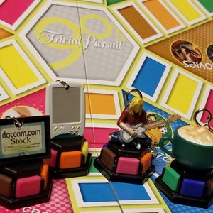 Trivial Pursuit 90s Edition Upcycled Token Keychains or Ornaments (YOUR CHOICE)