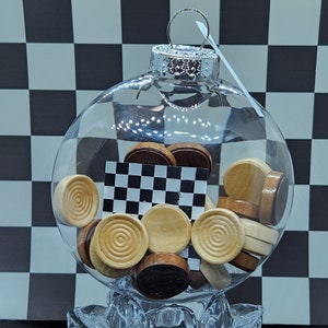 Upcycled Checkers Game Jumbo Shatterproof DISC Ornament