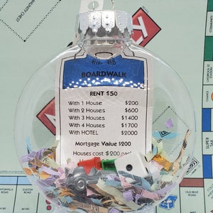 Monopoly Modern Edition Shredded Money Upcycled Ornament CUSTOMIZABLE (Hook Optional) Read Item Description