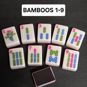 Mahjong-kakel med rosa baksida, kylskåpsmagnet, återvunnen Mah Jong-spelpjäs bild 4