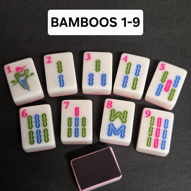 Mahjong-kakel med rosa baksida, kylskåpsmagnet, återvunnen Mah Jong-spelpjäs bild 4