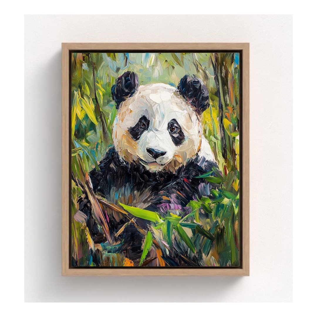 Hand-painted Panda Bear Oil Painting on Framed Canvas Print Stunning ...