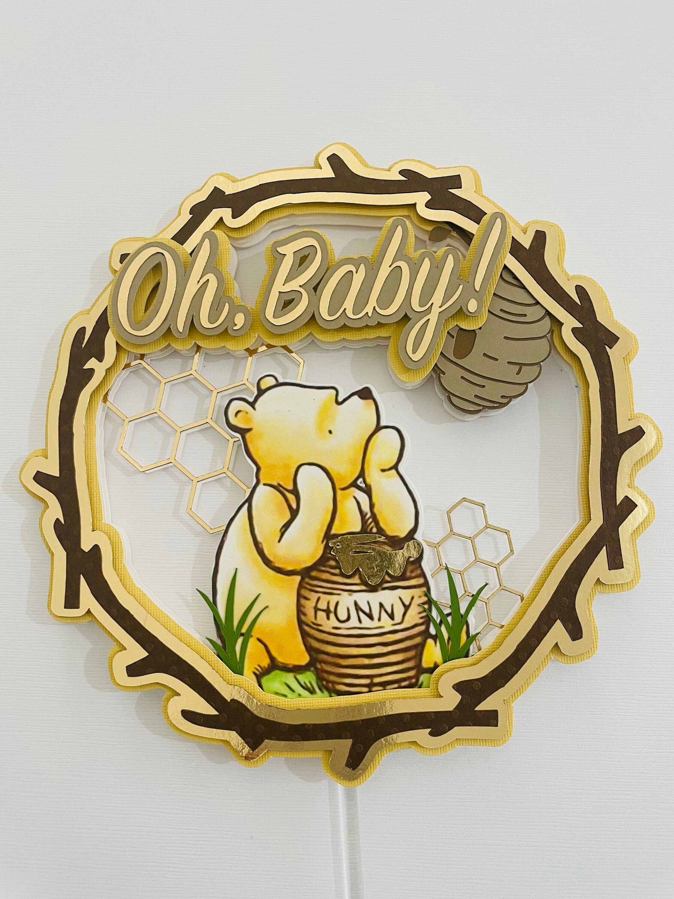 Classic Winnie The Pooh Cake Topper or Centerpiece Decoration / Blue for  Boy Baby Shower / Instant Download / Oh Baby