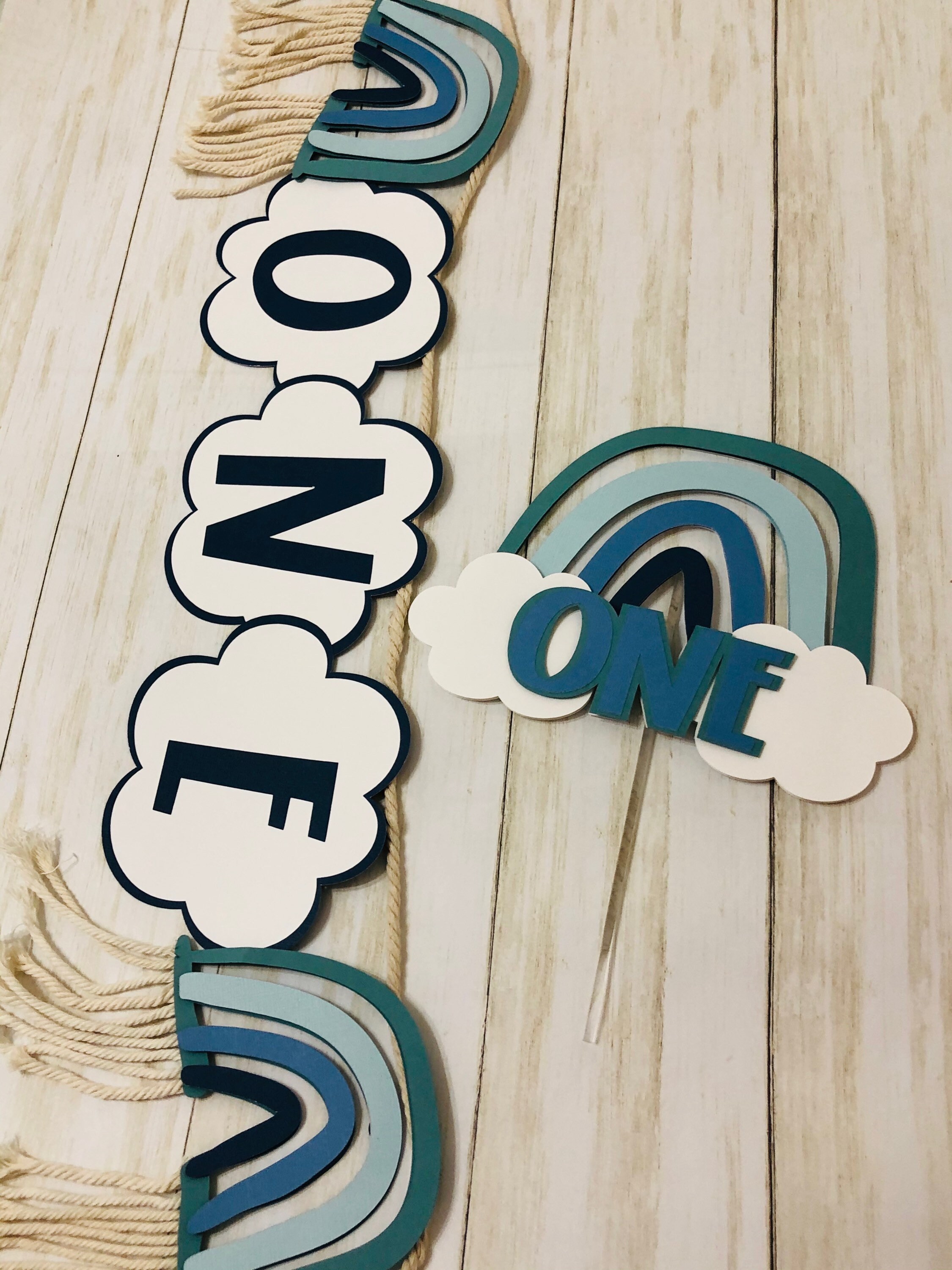 Boho Rainbow Cake Topper and Banner Set Etsy