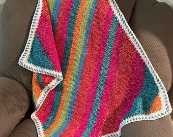 Hand Crochet Moss Stitch Tye Dye Newborn/Infant Blanket