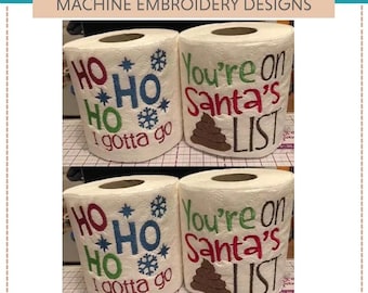 Christmas Toilet Paper I -- Machine Embroidery Designs: Gag Gift (Set Of Five) Merry Stink mas  Just add toilet paper. Tinkle all the way!