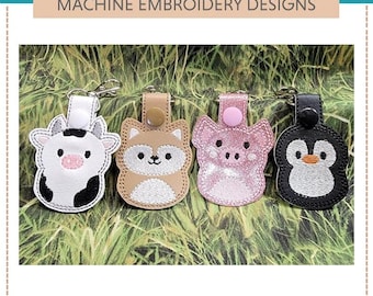 Pudgy Pals Animal Key Fobs Machine Embroidery Designs (Set Of Six)