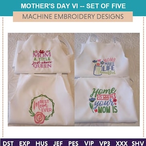 母の日 VI「機械刺繍デザイン」（6 個セット）ママ、お母さん、世話人、母性、愛、子供、妊娠、強い、幸せ、思いやり