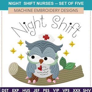 Nachtschicht Krankenschwestern Maschinenstickdatei (5er Set)