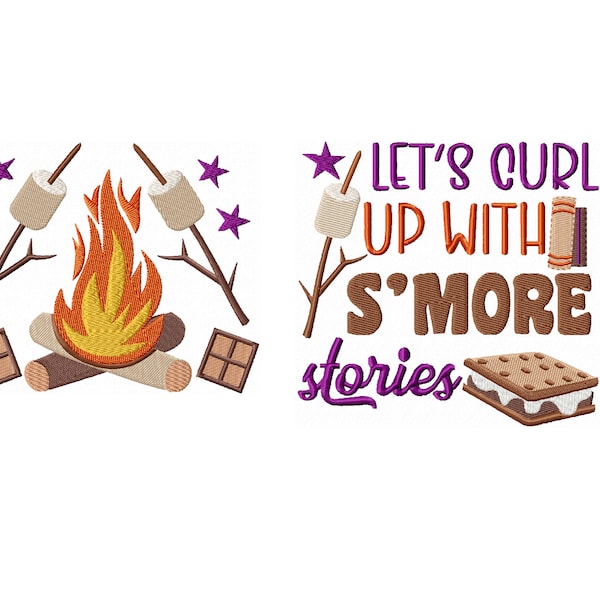 S'mores & Camping Reading Pillow  "Machine Embroidery Designs" (Full Set of Two Designs)