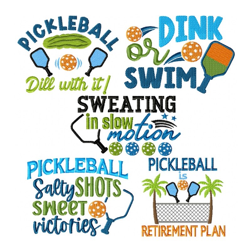 Pickleball III machine Embroidery Designs full Etsy