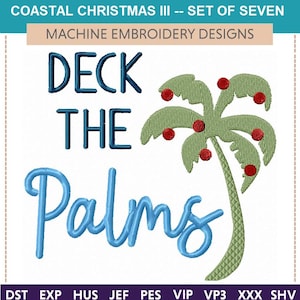 Coastal Christmas III Machine Embroidery Designs: Trendy Beach Style -- Set of Seven  Hoop 4x4 5x7 & 6x10