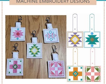Mini Quilt Blocks Key Fobs III-- Machine Embroidery Designs (set of ...