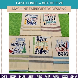 Lake Life Embroidery Designs: Set of Five (5x7 & 6x10)