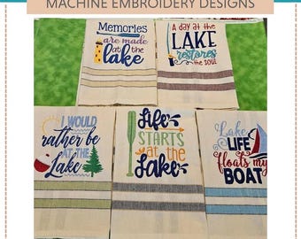 Lake Life Embroidery Designs: Set of Five (5x7 & 6x10)