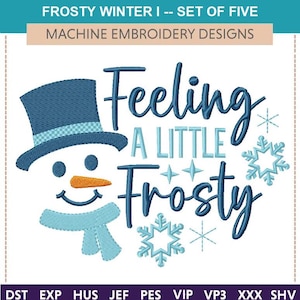 Frosty Winter I -- machineborduurontwerpen (ring: 4 x 4, 5 x 7, 6 x 10) Leuke set met ijskoude winterontwerpen, perfect voor de feestdagen. SNEEUW..