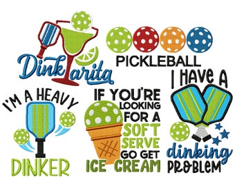 PickleBall I  "Machine Embroidery Designs" (Full Set of Six Designs)