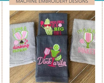 Pickleball Machine Embroidery Designs: Set of Five (4x4 & 5x7)