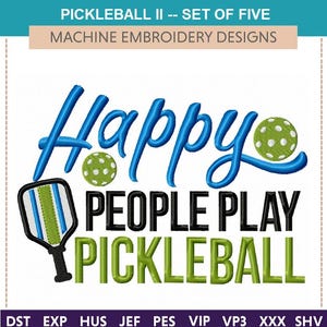 Pickleball II Machine Embroidery Designs (Set of Five) Hoop: 4x4 & 5x7 Popular for gifting, sport embroidery, Craft show favorite, Paddle