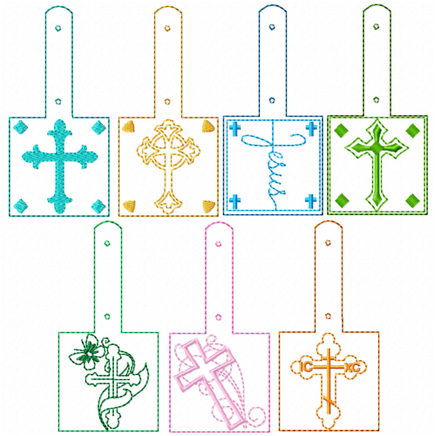 Crosses Key Fobs Machine Embroidery Design: Set of 7 (4x4 Hoop) - Etsy