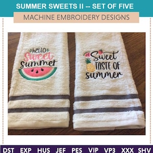 Summer Sweets Machine Embroidery Designs: Lemons, Pineapple (Set of 5) (Digital Download)