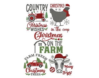 Country Christmas I  "Machine Embroidery Designs" (Full Set Of Five Designs)