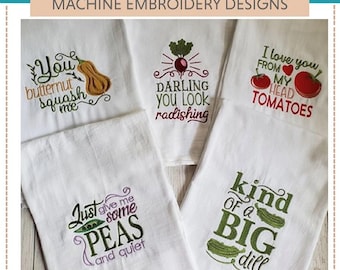 Farmer's Market Puns II -- Machine Embroidery Designs – Set of Five (Digital Download)