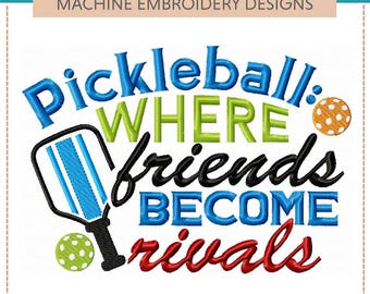 Pickleball Machine Embroidery Designs: Sports Paddle, Dink, Soft Serve (Set of Five)