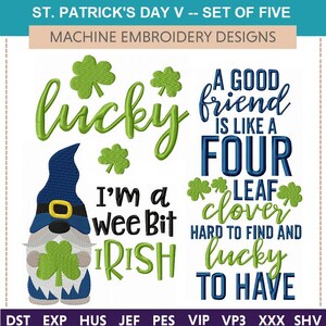St. Patrick's Day Machine Embroidery Designs – Clover Applique (5x7 & 6x10) (Set of Five