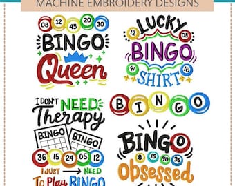 Bingo Sayings Machine Embroidery Designs: Set of Five (4x4, 5x7 & 6x10)