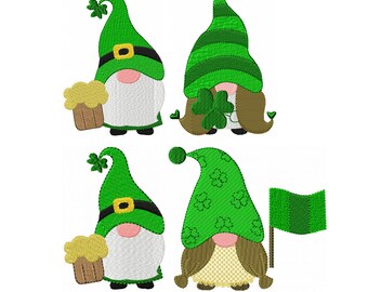 St. Patrick's Day Gnomes II "Machine Embroidery Designs" (Full Set Of Ten Designs)