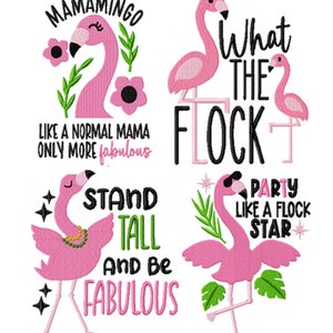 Flamingo Flock II  "Machine Embroidery Designs" (Full Set of Five Designs)