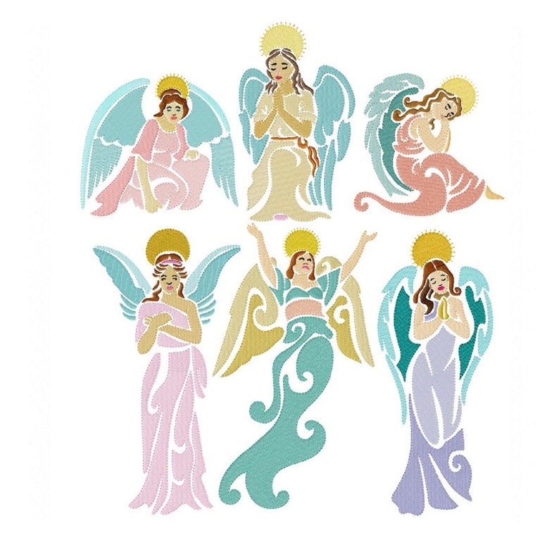 Heavenly Angels Machine Embroidery Designs: Set of Six (5x7 & 6x10) - Etsy
