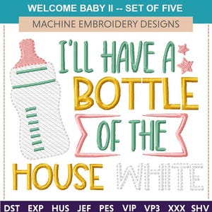 Bienvenido Bebé II -- Diseño de Bordado a Máquina (Set de Cinco) Bastidor: 4x4 y 5x7 Ideal para recién nacidos, habitación infantil y regalos para nuevas mamás