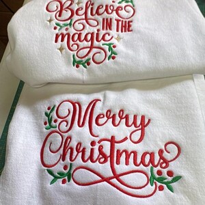 Elegant Christmas Lettering I -- Machine Embroidery Designs: (Set of 6) (4x4, 5x7 & 6x10 Hoops) Gifts. Best seller at market. Classic words. image 3