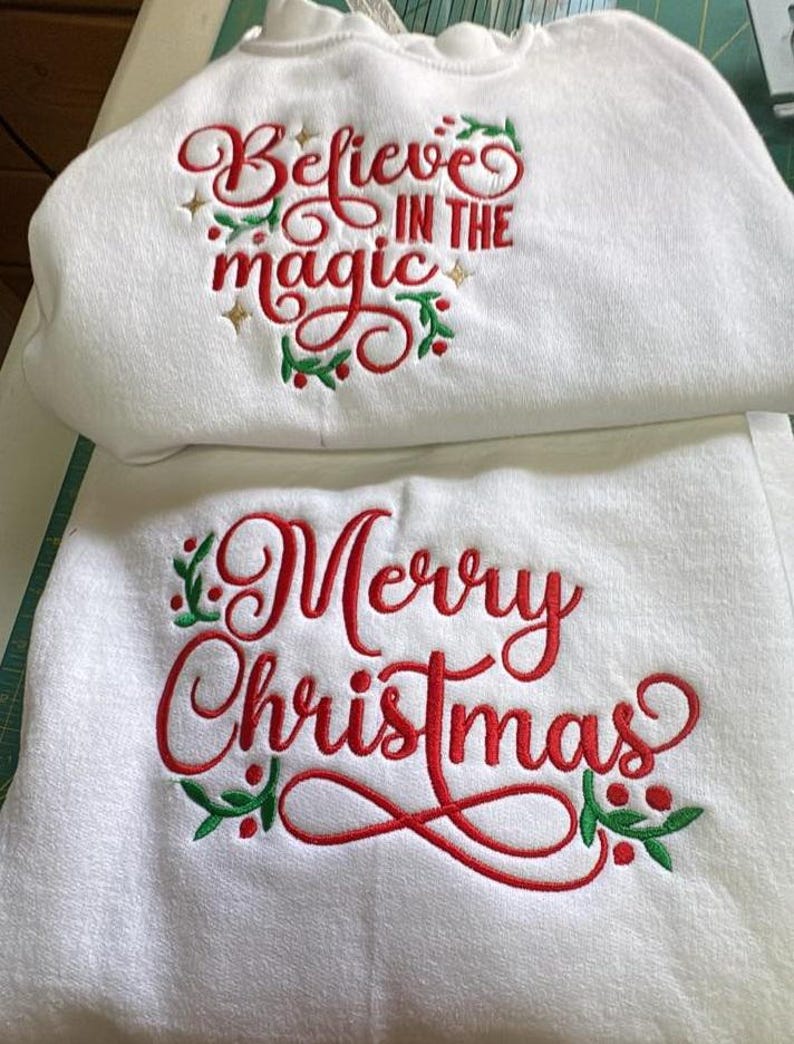 Elegant Christmas Lettering I -- Machine Embroidery Designs: (Set of 6) (4x4, 5x7 & 6x10 Hoops) Gifts. Best seller at market. Classic words. image 3