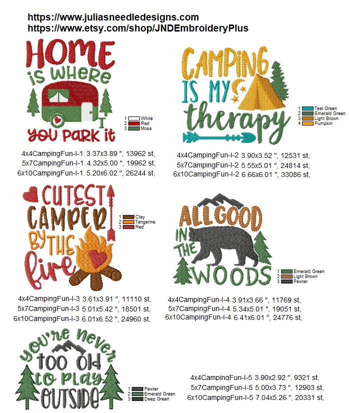 Camping Fun I -- Machine Embroidery Designs: (set of Five) Home is