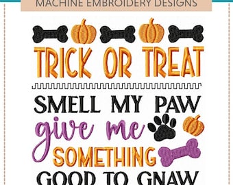 Halloween Dogs I &quot;Machine Embroidery Designs&quot; (Full Set of Five Designs) dogs, canine, candy, poop, werewolf, funny, trick or treats, treat